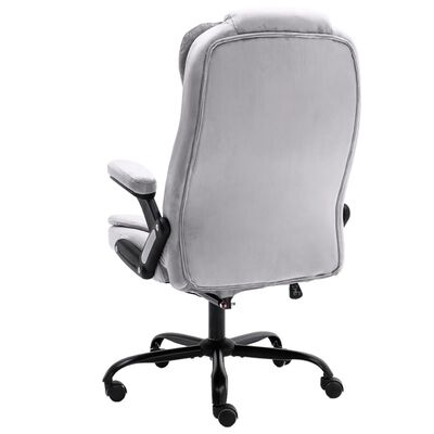 vidaXL Masujące krzesło biurowe, jasnoszare, obite aksamitem