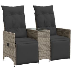 vidaXL Rozkładana sofa ogrodowa dla 2 os., ze stolikiem, szara