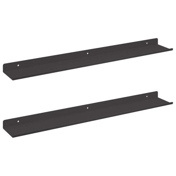 vidaXL P&oacute;łka ścienna z p&oacute;łką 2 pcs Czarny 60 x 8,5 x 2,5 cm