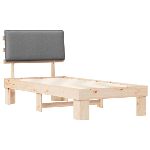 vidaXL Ramka ł&oacute;żka z tapicerowanym wezgłowiem Jasnoszary 100 x 200 cm