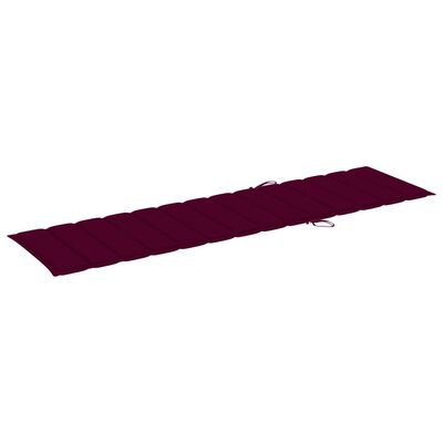 vidaXL Leżak z poduszką w kolorze winnej czerwieni, lite drewno tekowe