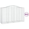 vidaXL Kosze gabionowe, 12 szt, 200x50x120/140cm, galwanizowane żelazo