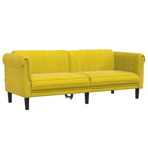 vidaXL Sofa 3-osobowa, ż&oacute;łta, tapicerowana aksamitem