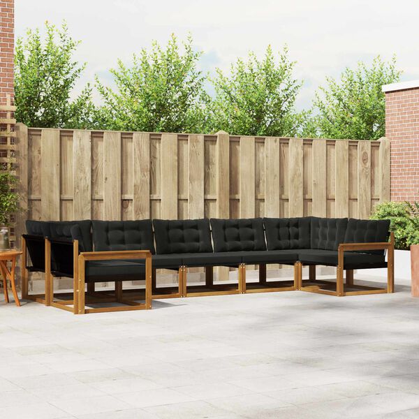 vidaXL Zestaw sof na zewnątrz z poduszką 7 pcs Naturalny i czarny