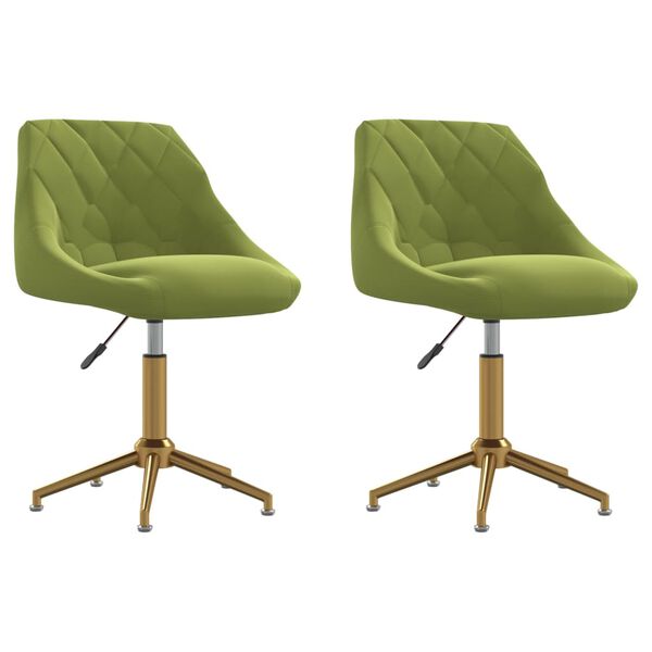 vidaXL Obrotowe krzesła stołowe, 2 szt., jasnozielone, aksamitne