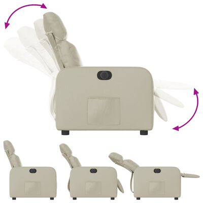 vidaXL Elektryczny fotel rozkładany, kremowy, obity sztuczną skórą
