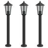 vidaXL Lampy ogrodowe na słupku, 3 szt, czarne, 80 cm, stal nierdzewna