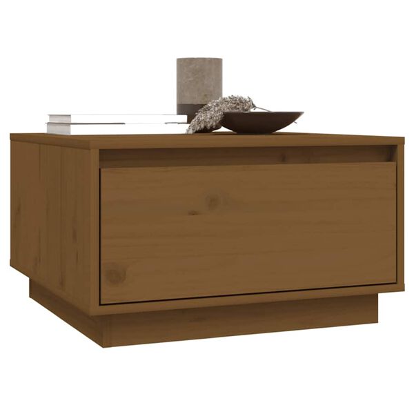 vidaXL Stolik kawowy, miodowy brąz, 55x56x32 cm, lite drewno sosnowe