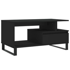 vidaXL Stolik kawowy, czarny 90x49x45 cm, materiał drewnopochodny
