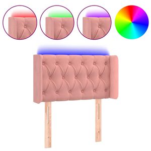 vidaXL Zagł&oacute;wek do ł&oacute;żka z LED, r&oacute;żowy, 83x16x78/88 cm, aksamit