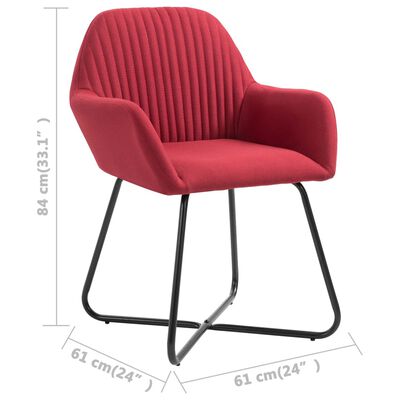 vidaXL Krzesła do jadalni, 2 szt., czerwone wino, tapicerowane tkaniną