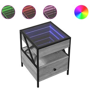 vidaXL Stolik kawowy z LED Infinity, szary dąb sonoma, 40x40x51 cm