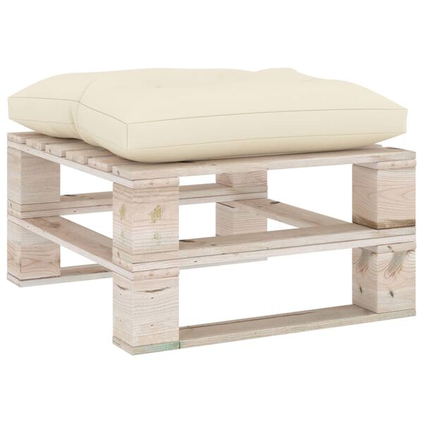 vidaXL Ogrodowy stołek z palet z kremową poduszką, drewno sosnowe