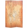vidaXL Składany parawan, 120x170 cm, mapa świata, ż&oacute;łty