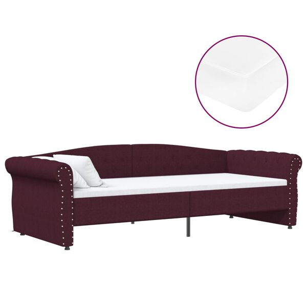 vidaXL Ł&oacute;żko dzienne z materacem i USB, fioletowa tkanina, 90x200 cm