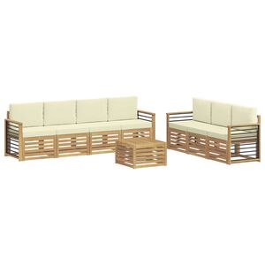 vidaXL Zestawy sof 8 szt. 7-osobowe White and Cream Polyester