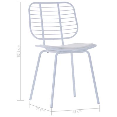 vidaXL Krzesła z siedziskami ze sztucznej skóry, 6 szt., białe, stal