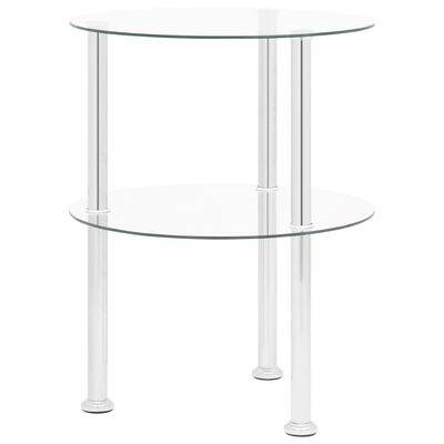 vidaXL 2-poziomowy stolik, 38 cm, przezroczyste szkło hartowane