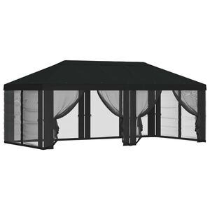 vidaXL Pokrywa daszku z ścianami bocznymi Czarny 600,5 x 300,5 cm