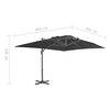 vidaXL Parasol ogrodowy Cantilever z aluminiowym drążkiem 400x300 cm, antracytowy