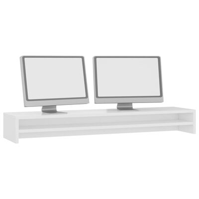 vidaXL Podstawka pod monitor, wysoki połysk, biała, 100x24x13 cm