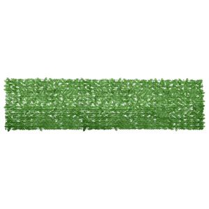 vidaXL Parawan balkonowy, zielone liście, 400x100 cm