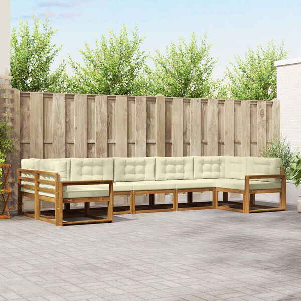 vidaXL Zestaw sof na zewnątrz z poduszką 7 pcs Naturalny i Kremowy