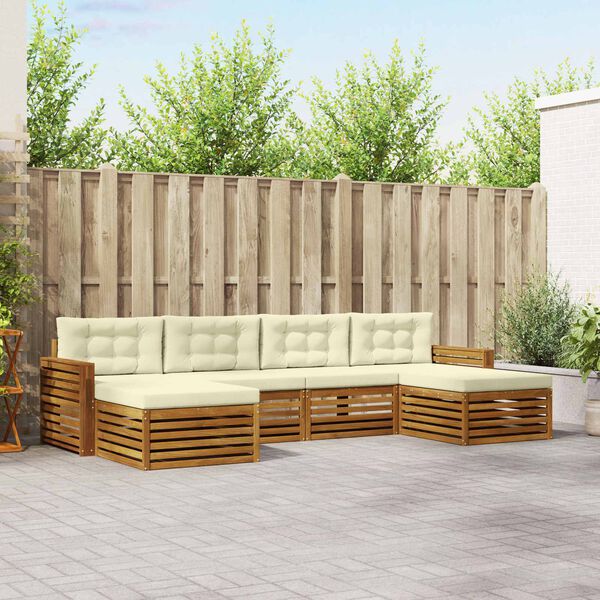 vidaXL Zestawy sof 6 pcs Naturalny i Kremowy Lite Drewno Akacji