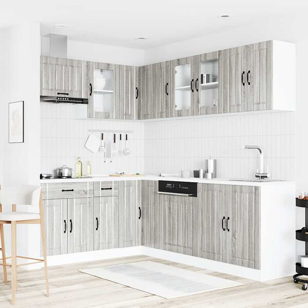 vidaXL Zestaw szafek kuchennych, Lucca, 11-częściowy, szary dąb sonoma