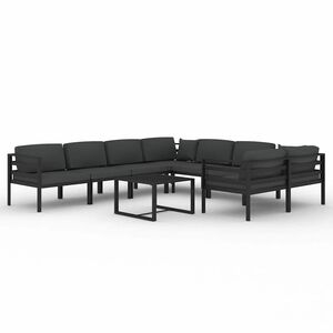 vidaXL 9-cz. zestaw mebli ogrodowych, poduszki, aluminium, antracyt