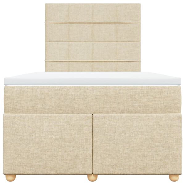 vidaXL Ł&oacute;żko kontynentalne z materacem, kremowe, 120x190 cm, tkanina