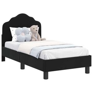 vidaXL Stelaż ł&oacute;żka dla malucha z oparciem Czarny 70 x 140 cm Welur