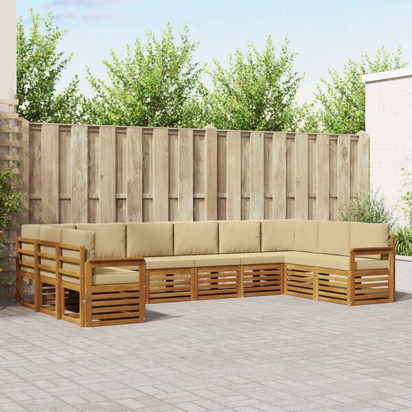 vidaXL Zestaw sofy narożnej z poduszką 10 pcs Naturalny i Beżowy