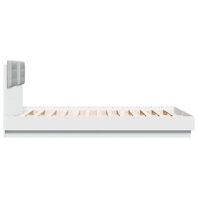vidaXL Rama łóżka z wezgłowiem i LED, biała, 120x200 cm