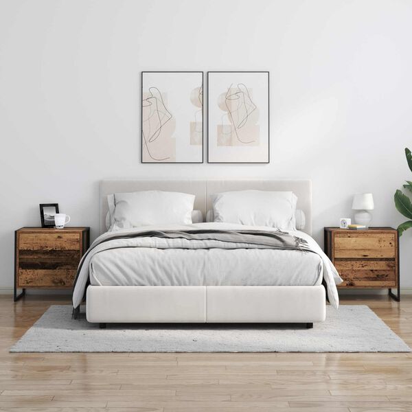 vidaXL Stolik nocny z szufladą Stare drewno 50 x 39.5 x 50 cm