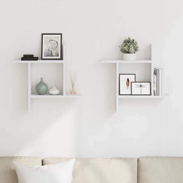 vidaXL P&oacute;łki ścienne, 2 szt., białe, 50x12x50 cm