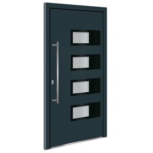vidaXL Drzwi wejściowe, antracytowe, 100x200 cm, aluminium i PVC