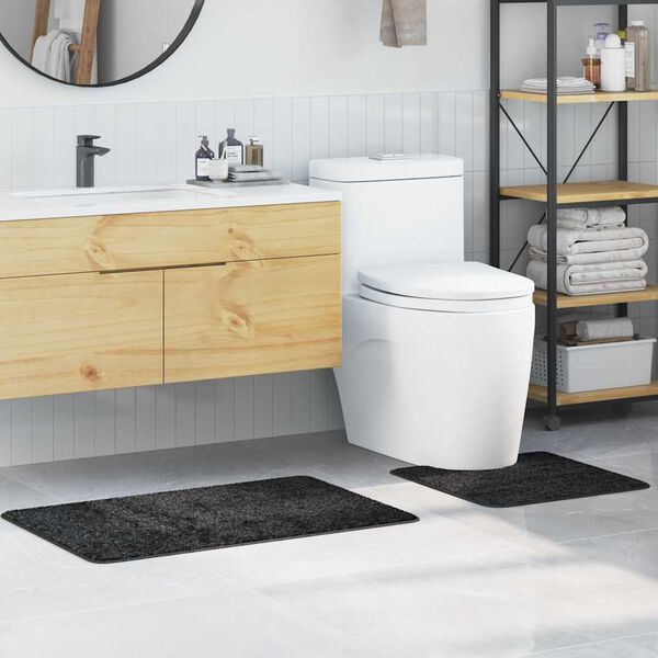 vidaXL Zestaw mat łazienkowych antypoślizgowych 2 pcs Ciemnoszary PP