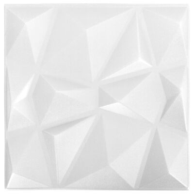 vidaXL Panele ścienne 3D, 48 szt., 50x50 cm, diamentowa biel, 12 m²