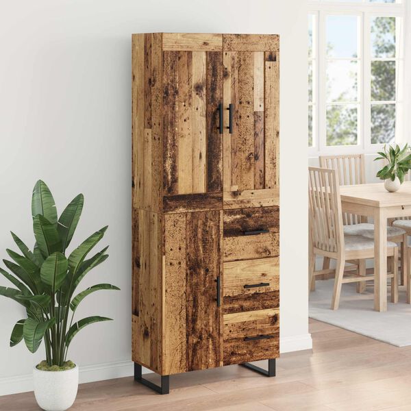 vidaXL Highboard z szufladą Stare drewno 69,5 x 34 x 180 cm