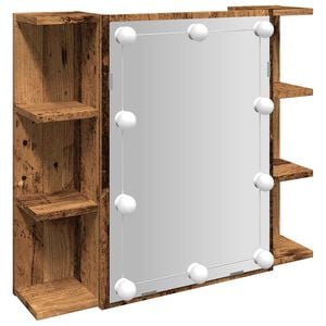 vidaXL Szafka lustrzana z diodami LED Stare drewno 70x16,5x60 cm