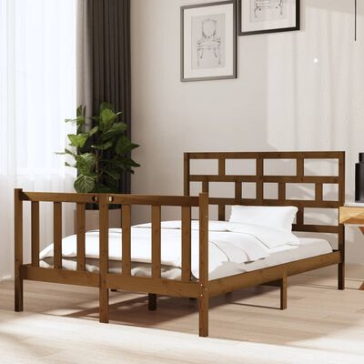 vidaXL Rama łóżka, miodowy brąz, lite drewno, 120x190 cm, podwójna
