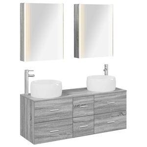 vidaXL Zestaw mebli łazienkowych 5 pcs Szary Sonoma
