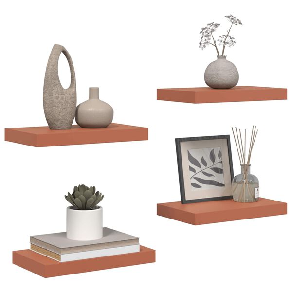 vidaXL P&oacute;łka ścienna z przechowywaniem 4 pcs Czerwony 40 x 23,5 x 4 cm