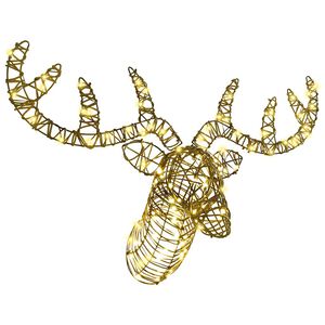 vidaXL Renifer ciągnący sanie Ciepła biel 68 x 36,5 x 62,5 cm rattan