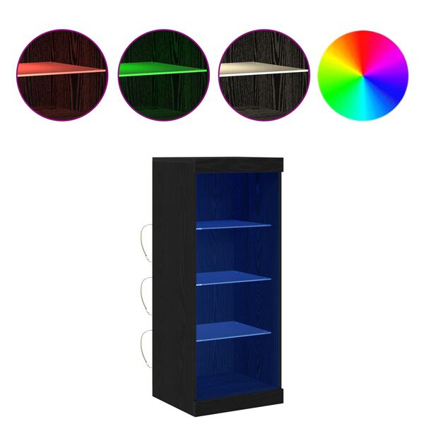 vidaXL Komoda LED Czarny Dąb 41 x 37 x 100 cm Materiał drewnopochodny