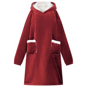 vidaXL Bluza-koc Bordeaux Czerwony L Fleece i Flanela
