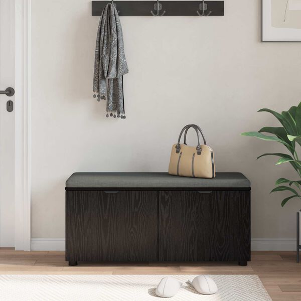 vidaXL Ławka w przedpokoju z poduszką Czarny Dąb 100 x 38 x 46 cm