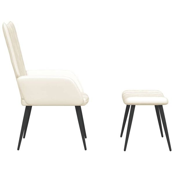 vidaXL Fotel z podn&oacute;żkiem, kremowy, tapicerowany aksamitem