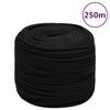 vidaXL Linka robocza, czarna, 6 mm, 250 m, poliester